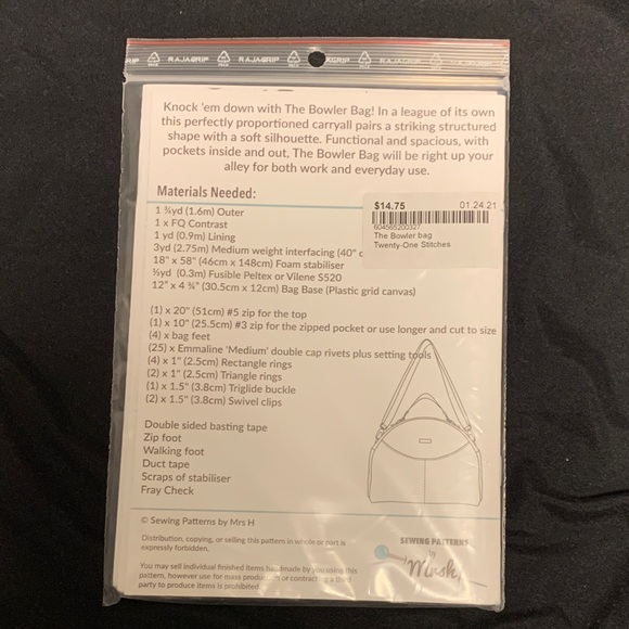 Bowler Bag Sewing Pattern - Picture 2 of 3